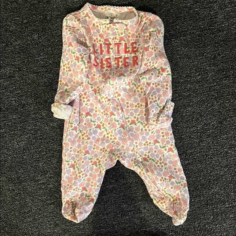 Carter's Pink and Red Floral Footies